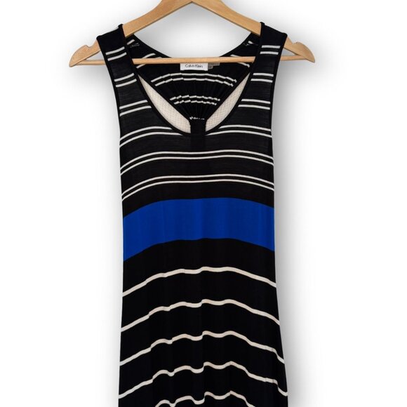 Calvin Klein Racer Back Striped Maxi Dress Size 8 - Picture 2 of 5
